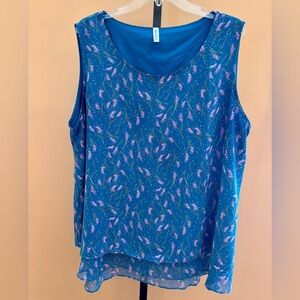 Blue Floral Sleeveless Top